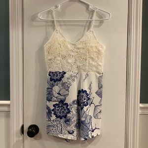Floral and lace romper